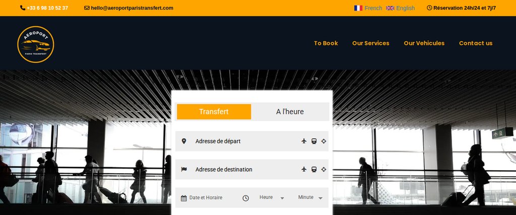 Aperçu du site Aéroport Paris Transfert — réalisation Jorge De Almeida
