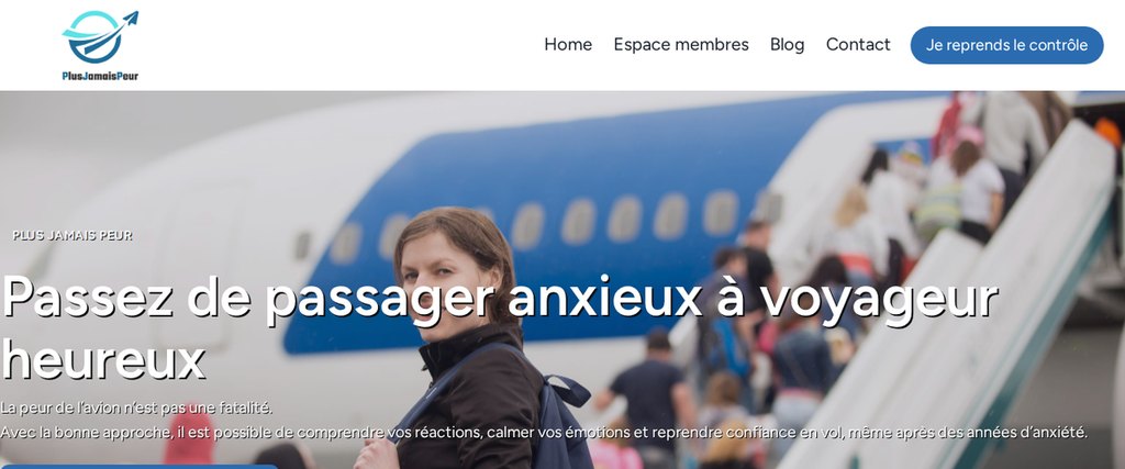 Aperçu du site Plus Jamais Peur en Avion — réalisation Jorge De Almeida