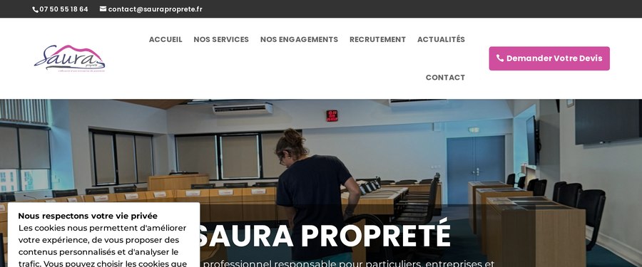 Aperçu du site Saura Propreté