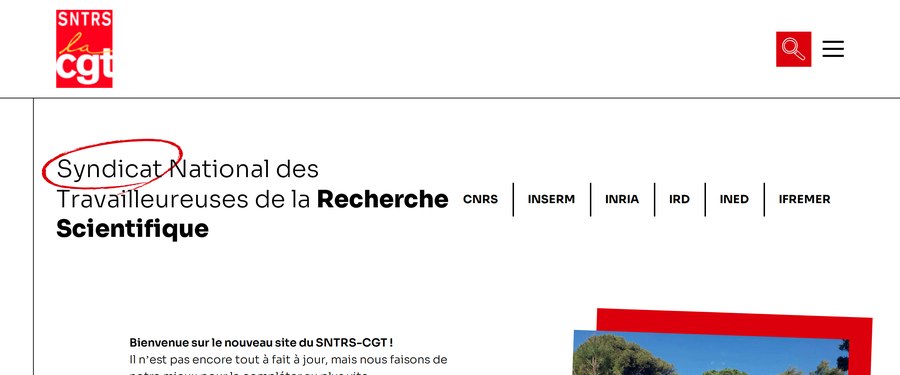 Aperçu du site SNTRS-CGT